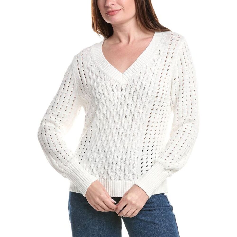 &Isla Womens  Eva Cable Knit Sweater, White